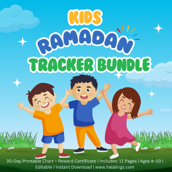 🌙 Kids’ Ramadan Tracker Printable – 7-Page Islamic Activity Kit with Stickers & Certificate (Ages 4–10)