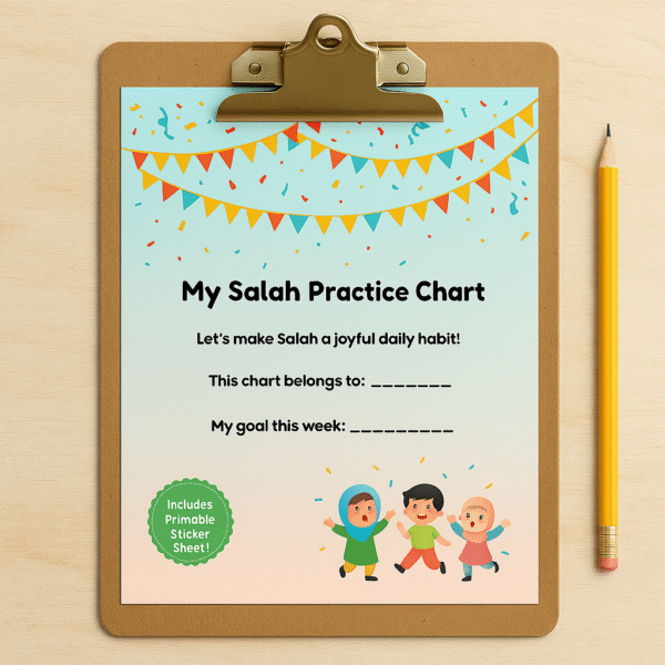 Kids Salah Tracker Chart with Stickers & Certificate – Islamic Prayer Habit Pack – Printable Ramadan Activity – Halalings