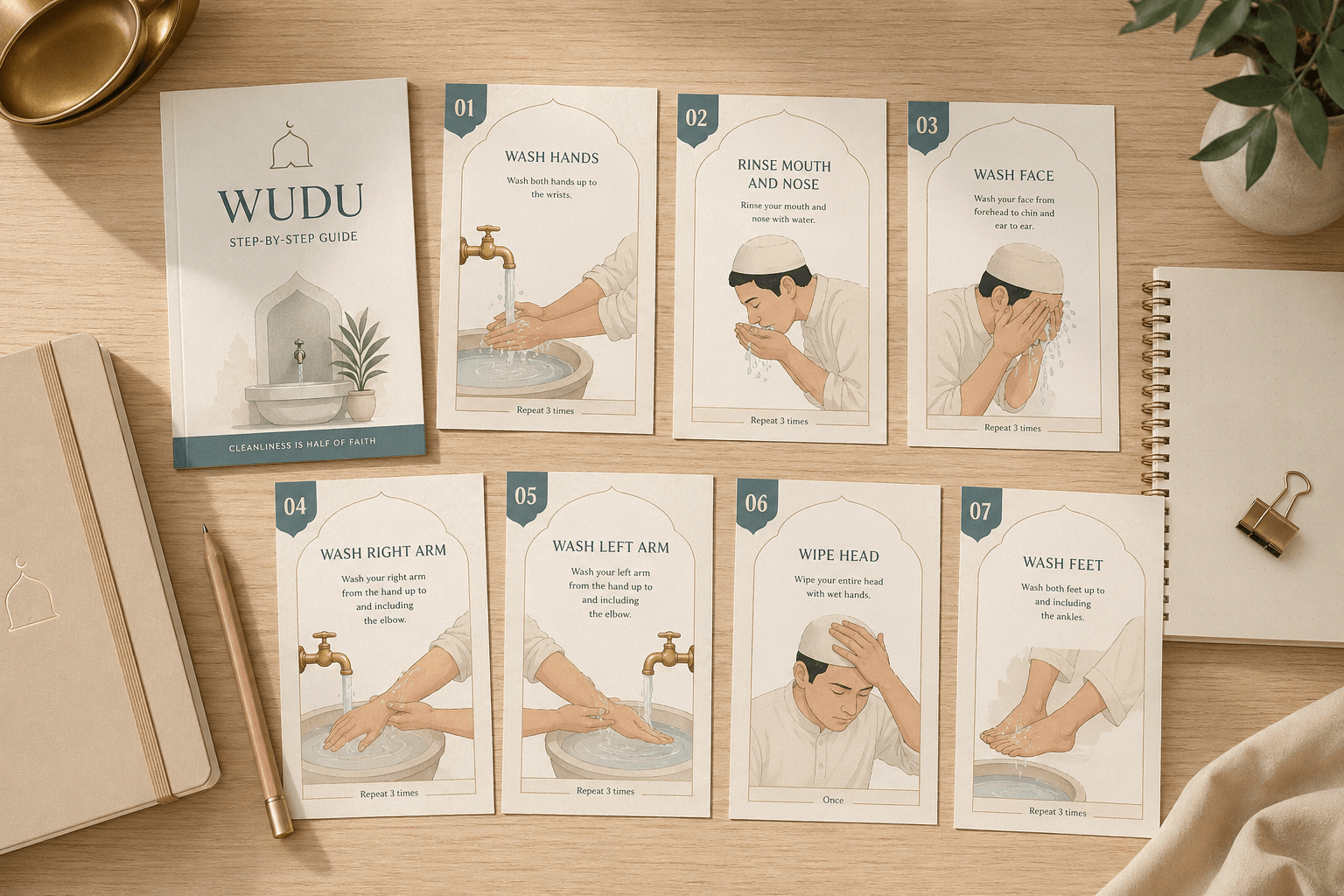 Step-by-step Wudu flow