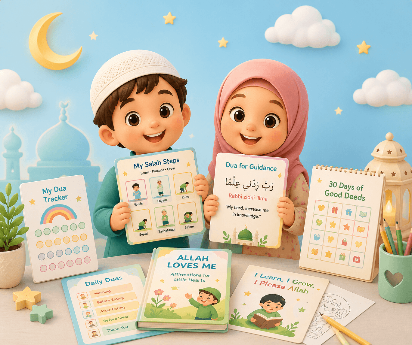 Joyful Islamic learning printables for Muslim kids ages 4 to 10