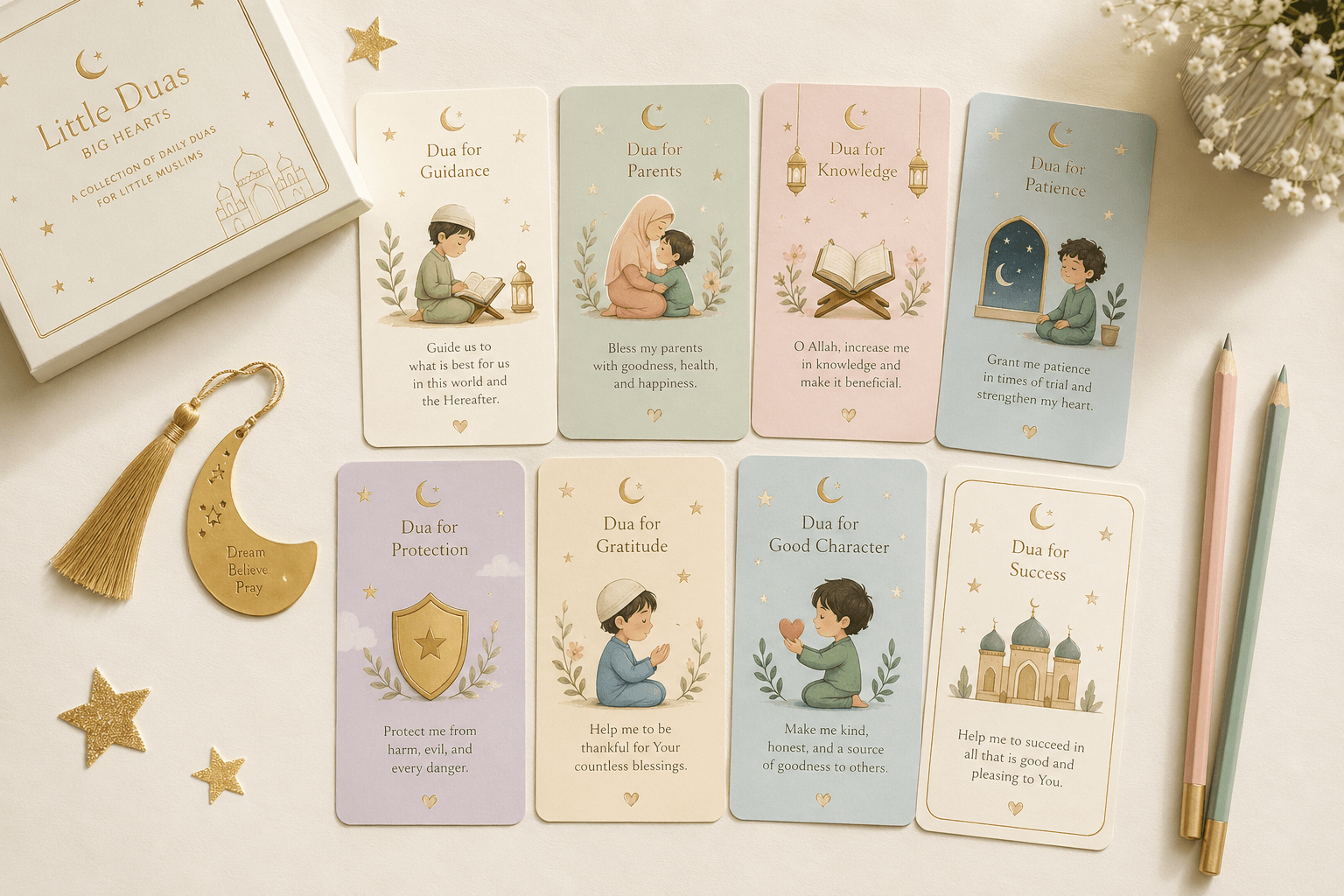 Islamic kids dua cards mockup