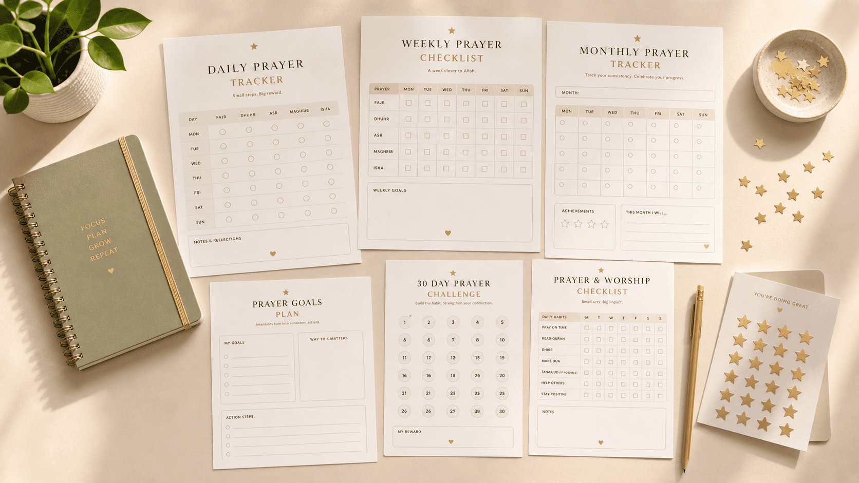 Prayer tracker and daily dua system