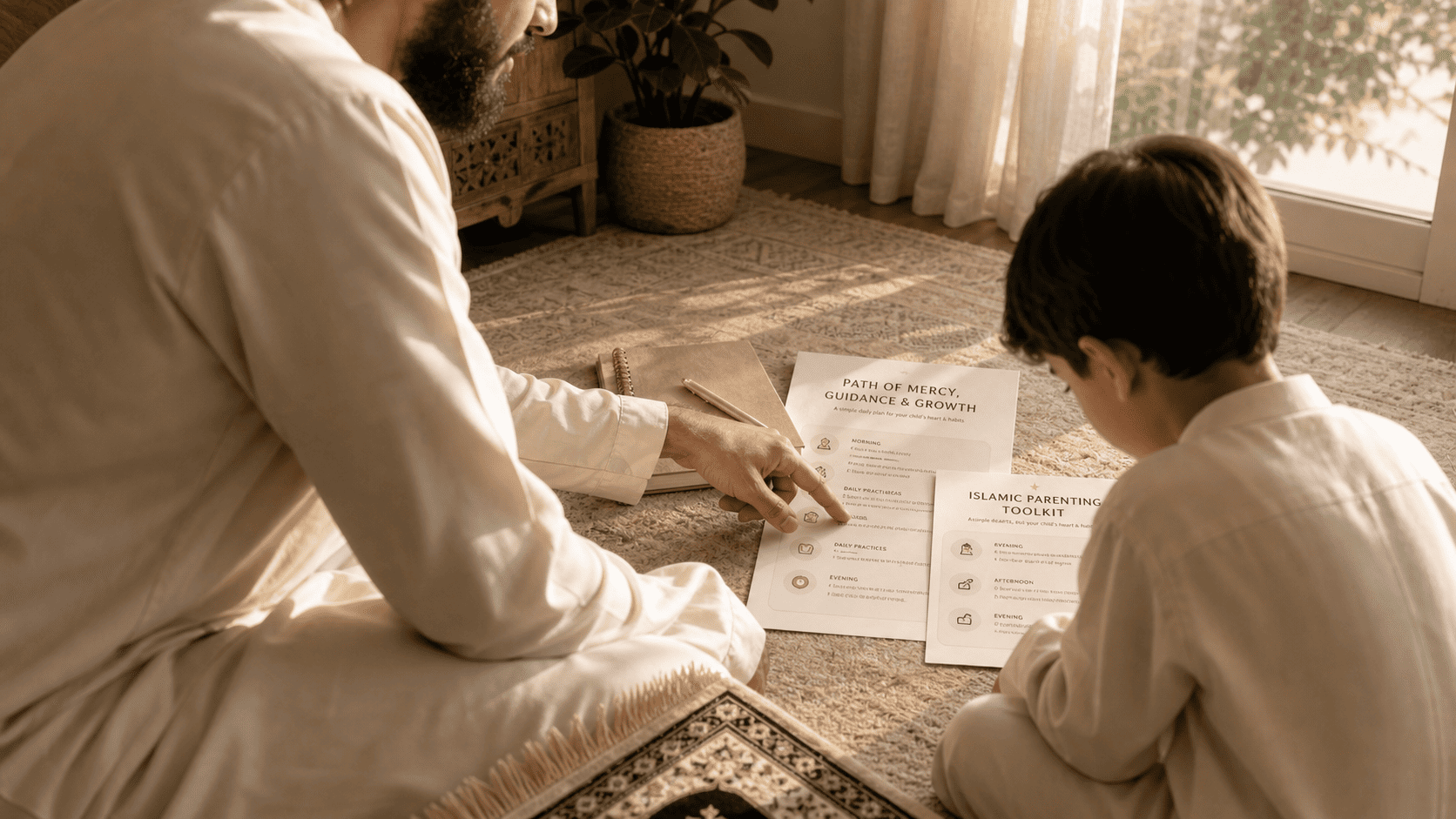 Muslim father using parenting reflection toolkit