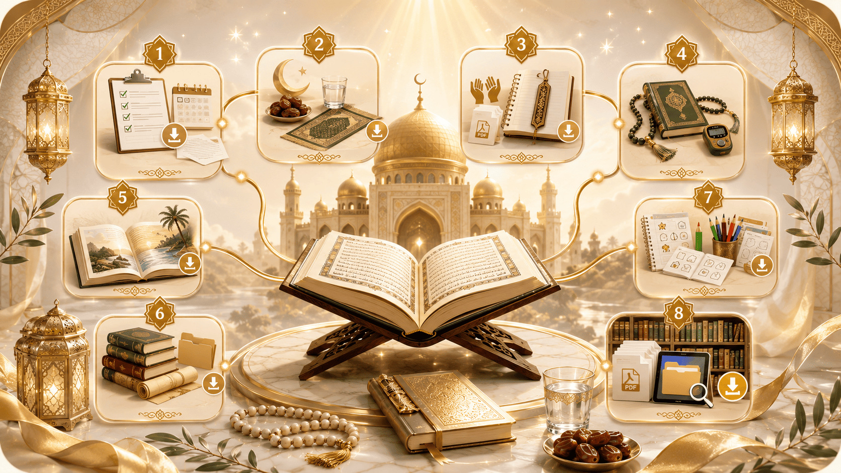 Ashura Dua Downloads library with printable Ashura dua PDFs, Muharram fasting guides, checklists, adhkar and family Islamic resources