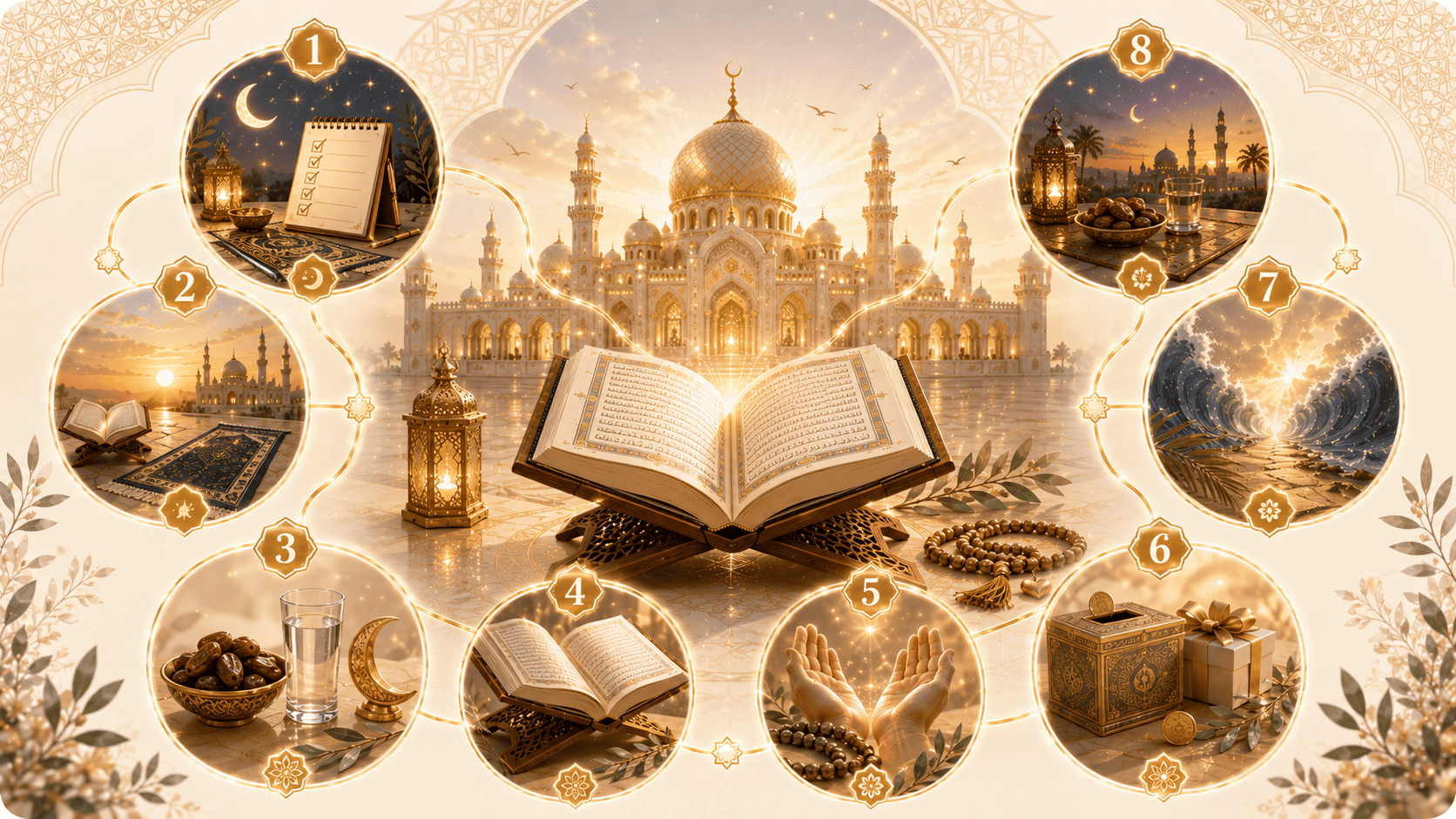 Ashura Checklist daily plan from suhur and Fajr to fasting, Quran, dua, charity, reflection and iftar