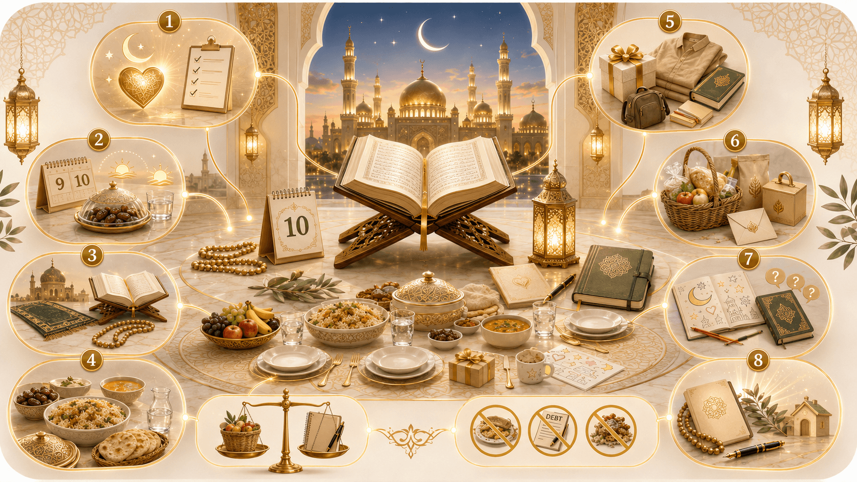 Ashura family generosity daily practice with fasting, family meal, charity, prayer and gratitude