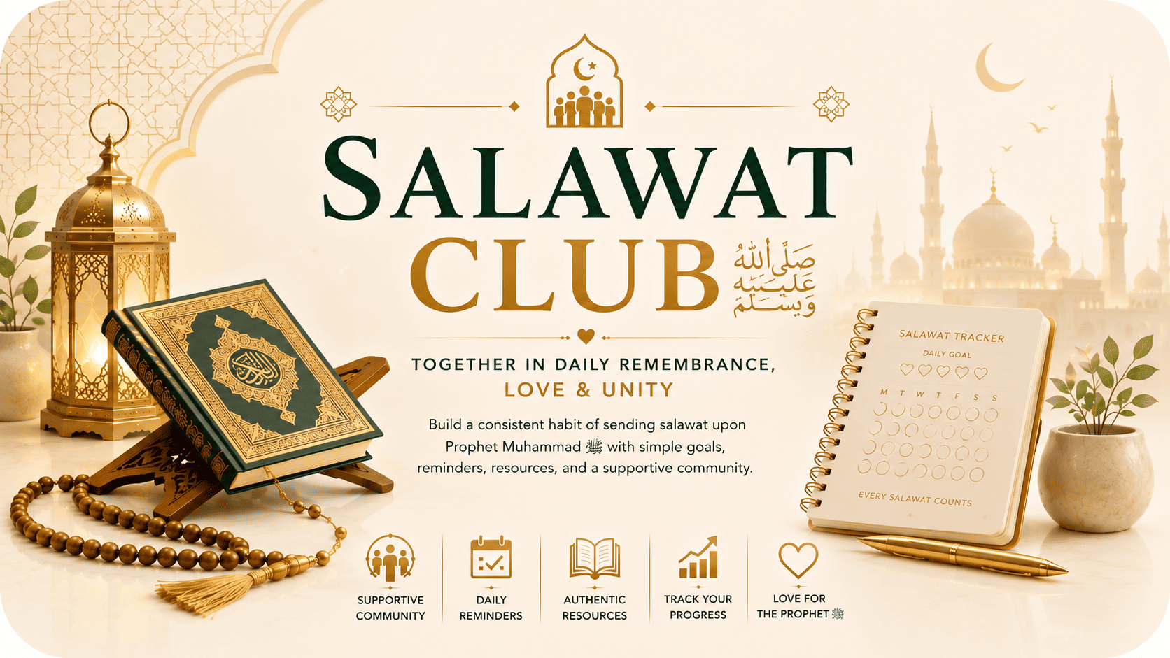 Salawat Club daily reminders, challenges, trackers, and community resources