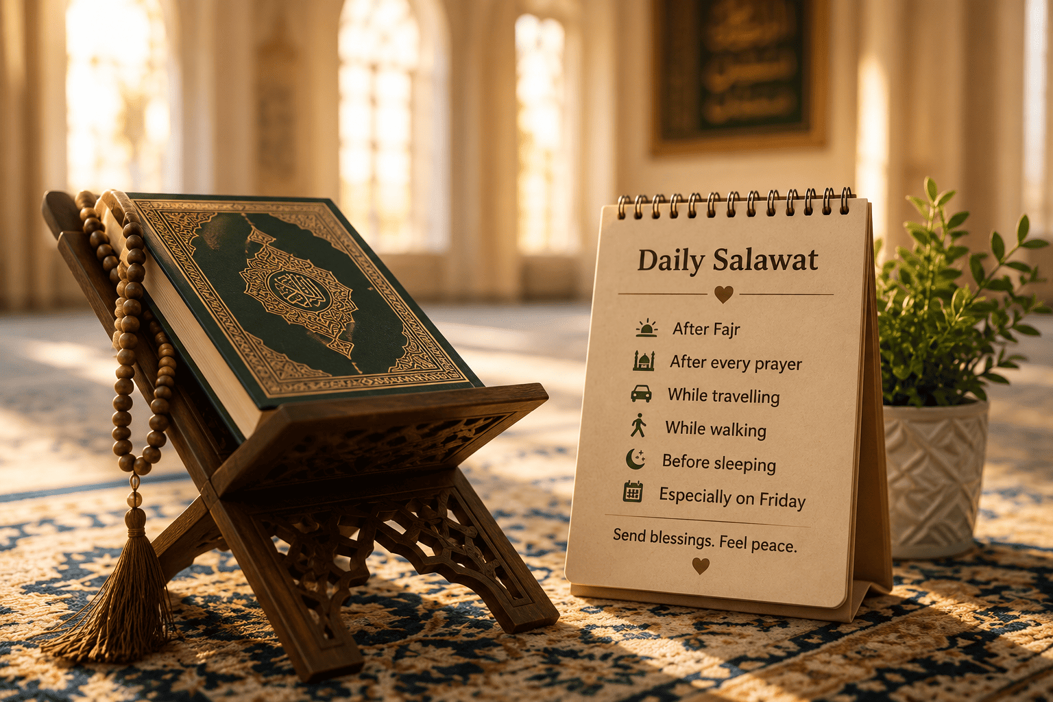 Short daily salawat in Arabic for daily remembrance and blessings upon Prophet Muhammad ﷺ